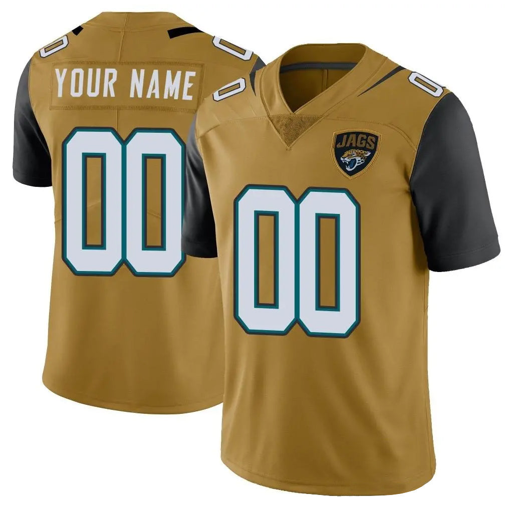 Pkot Custom J.Jaguars Gold Vapor Limited Home Game Any Name & Numbers Stitched Jerseys