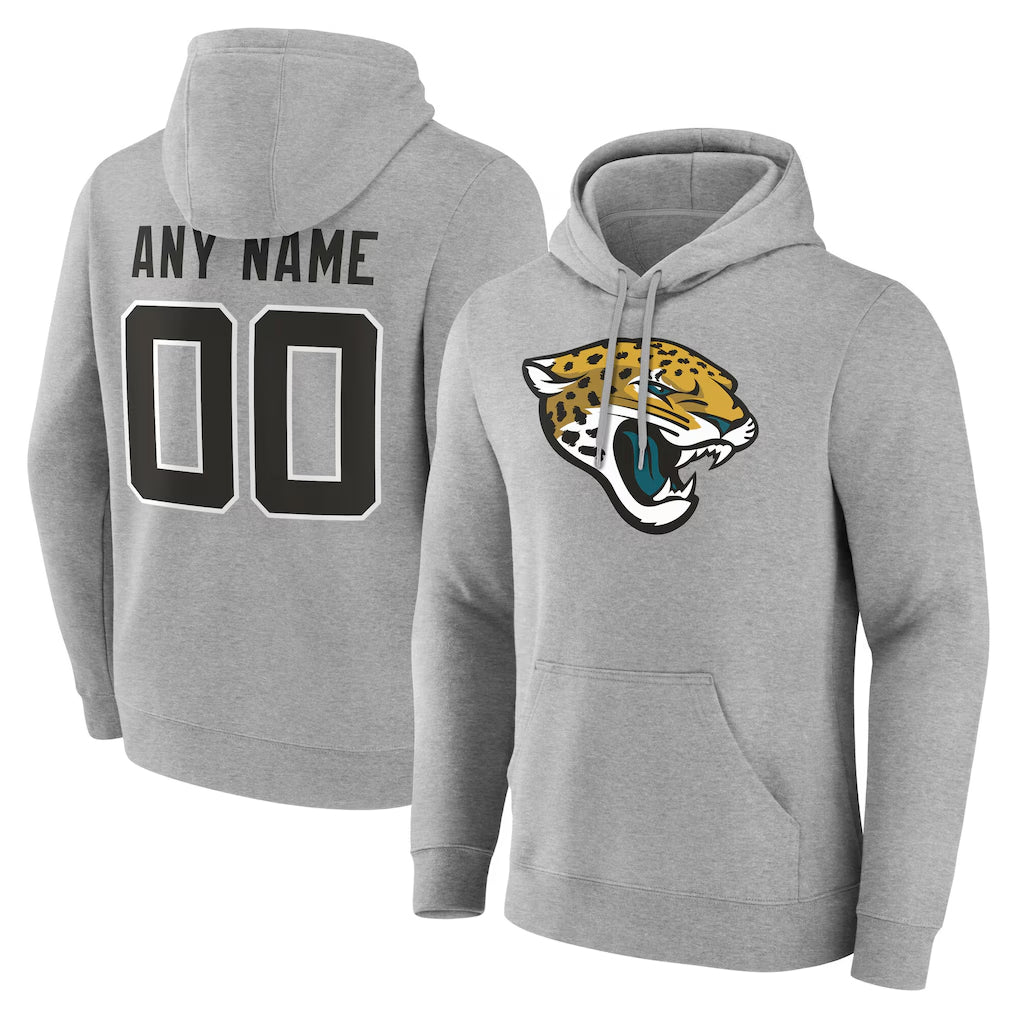 Pkot Custom J.Jaguars Gray Pullover Hoodies Any Name & Numbers Limited Stitched Jerseys
