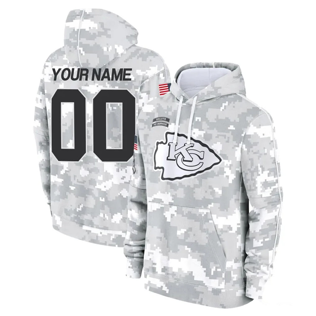 Pkot Custom KC.Chiefs Arctic Camo Salute to Service Hoodies Limited Game Any Name & Numbers Stitched Jerseys