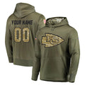 Pkot Custom KC.Chiefs Olive Salute to Service Pullover Hoodies Home Game Any Name & Numbers Stitched Jerseys
