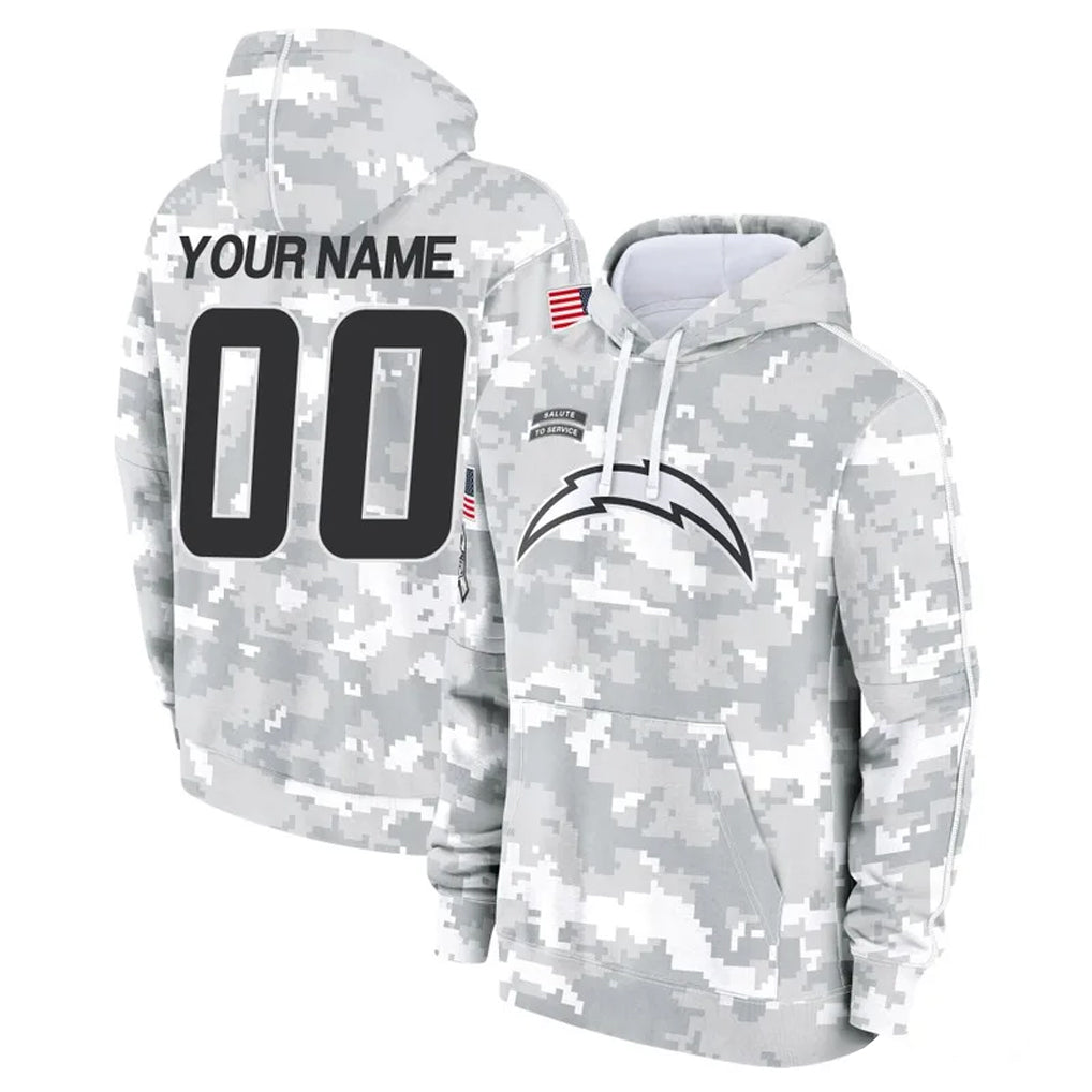 Pkot Custom LA.Chargers Arctic Camo Salute to Service Hoodies Limited Game Any Name & Numbers Stitched Jerseys