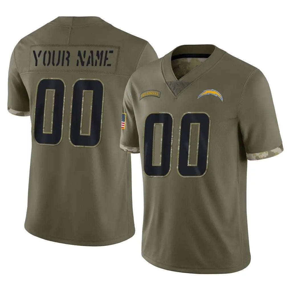 Pkot Custom LA.Chargers Olive Salute To Service Limited Any Name & Numbers Stitched Jerseys