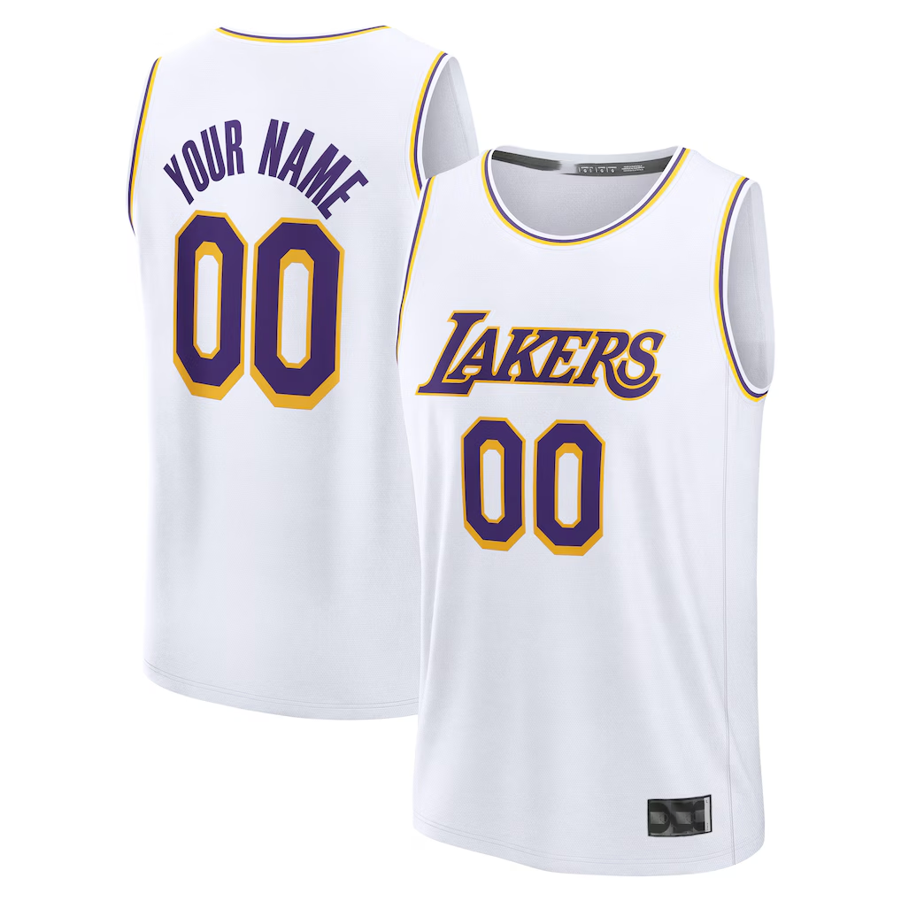 Pkot Custom LA.Lakers White Fast Break Replica Stitched Jerseys - Association Edition