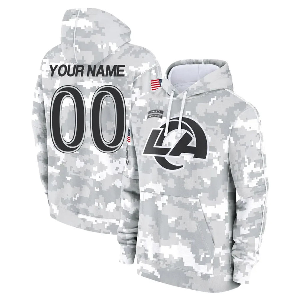 Pkot Custom LA.Rams Arctic Camo Salute to Service Hoodies Limited Game Any Name & Numbers Stitched Jerseys