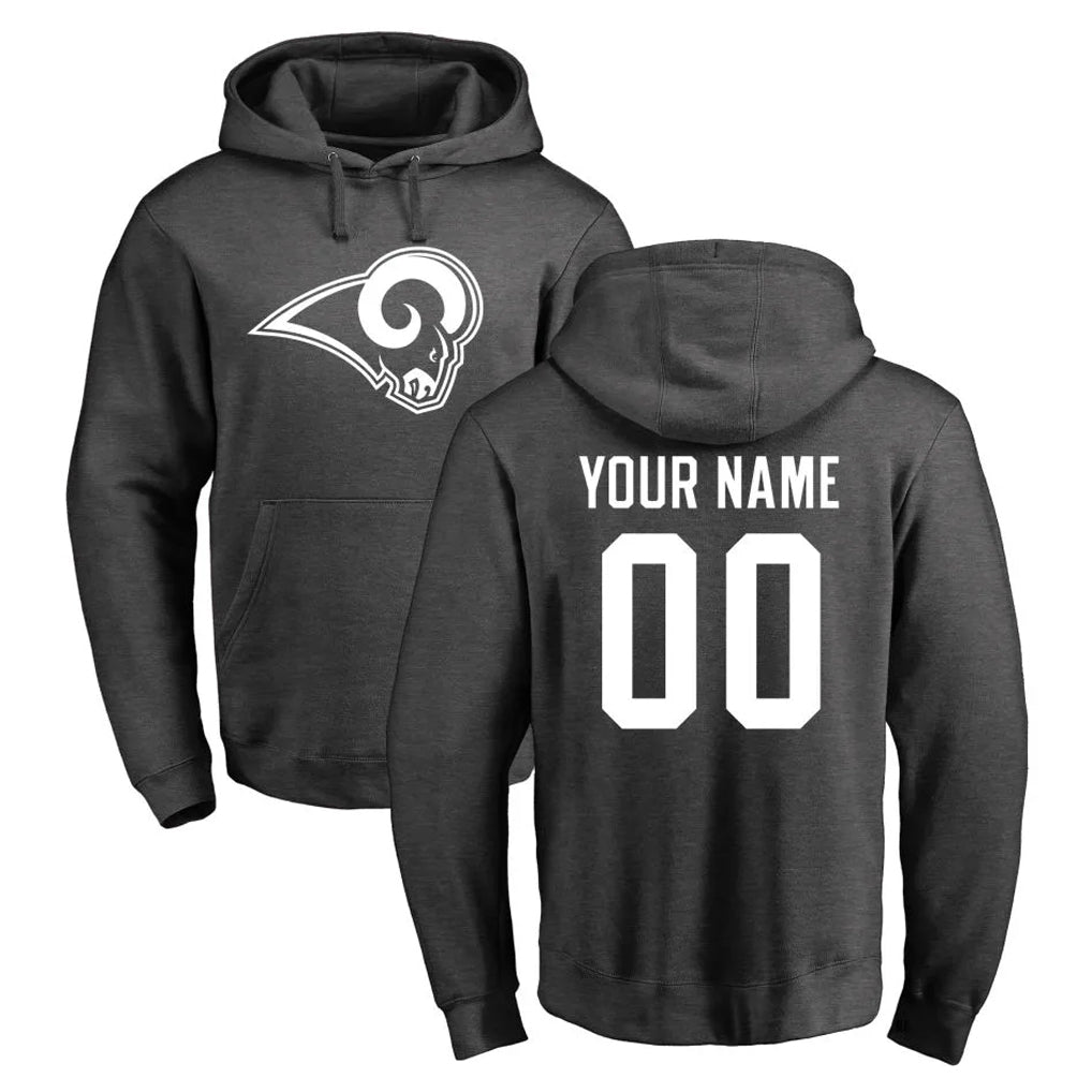 Pkot Custom LA.Rams Gray Pullover Hoodie Limited Game Any Name & Numbers Stitched Jerseys