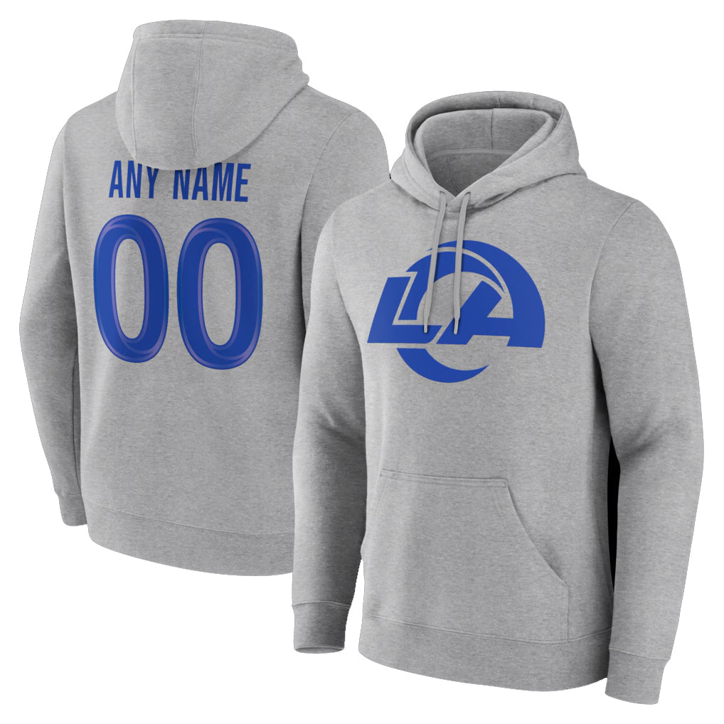 Pkot Custom LA.Rams Light Gray Pullover Hoodie Limited Game Any Name & Numbers Stitched Jerseys