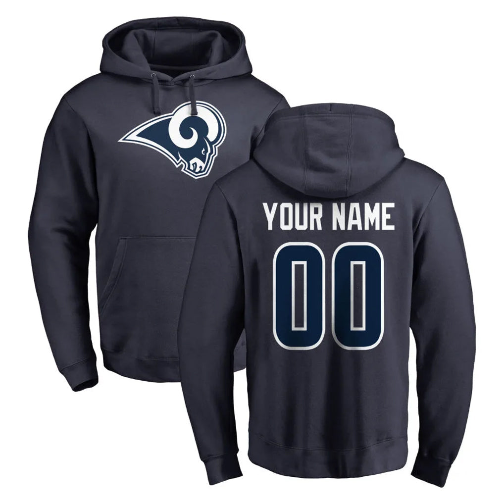 Pkot Custom LA.Rams Navy Pullover Hoodie Limited Game Any Name & Numbers Stitched Jerseys