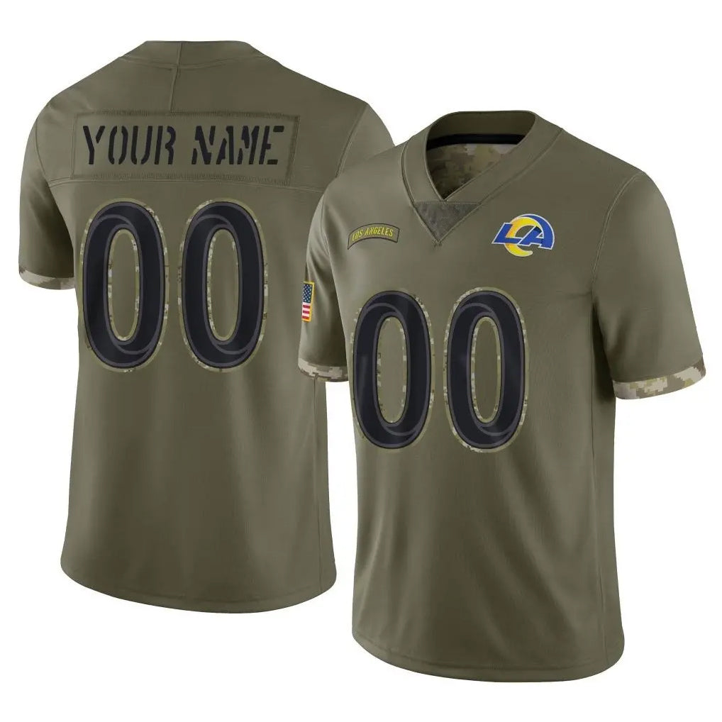 Pkot Custom LA.Rams Olive Salute To Service Limited Any Name & Numbers Stitched Jerseys