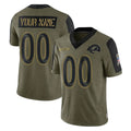 Pkot Custom LA.Rams Olive Salute To Service Limited Game Any Name & Numbers Stitched Jerseys