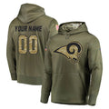 Pkot Custom LA.Rams Olive Salute to Service Pullover Hoodies Home Game Any Name & Numbers Stitched Jerseys