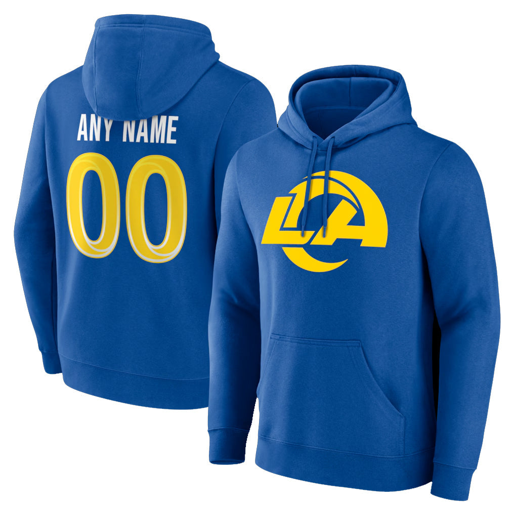 Pkot Custom LA.Rams Royal Pullover Hoodie Limited Game Any Name & Numbers Stitched Jerseys