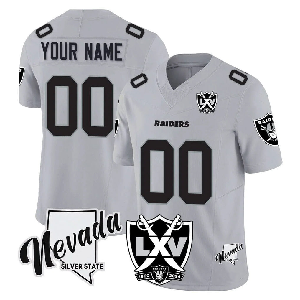 Pkot Custom LV.Raiders Gray 65th Anniversary Vapor Limited Home Game Any Name & Numbers Stitched Jerseys