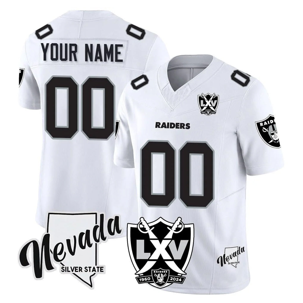 Pkot Custom LV.Raiders White 65th Anniversary Vapor Limited Home Game Any Name & Numbers Stitched Jerseys