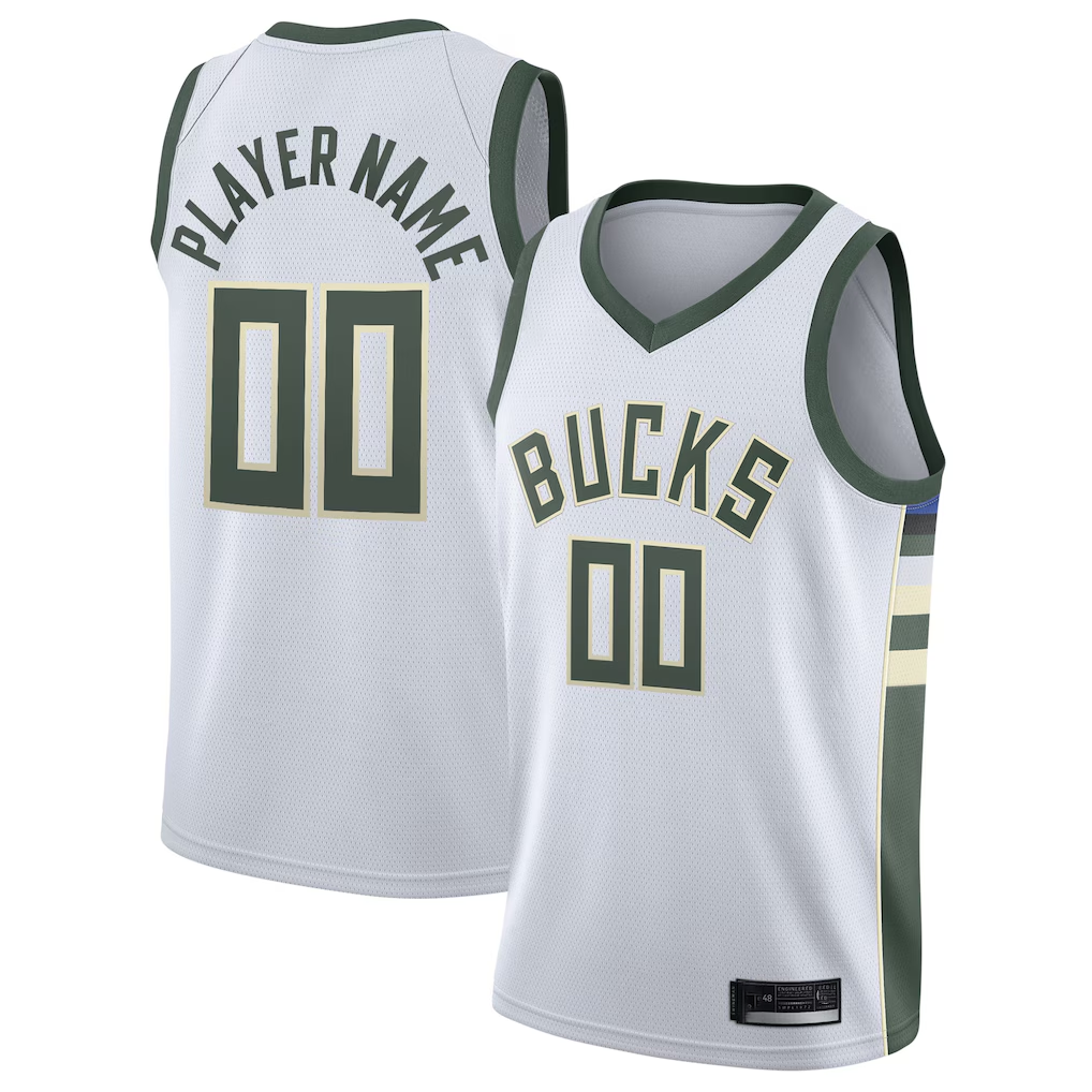 Pkot Custom M.Bucks White 202021 Swingman Custom Jerseys - Association Edition