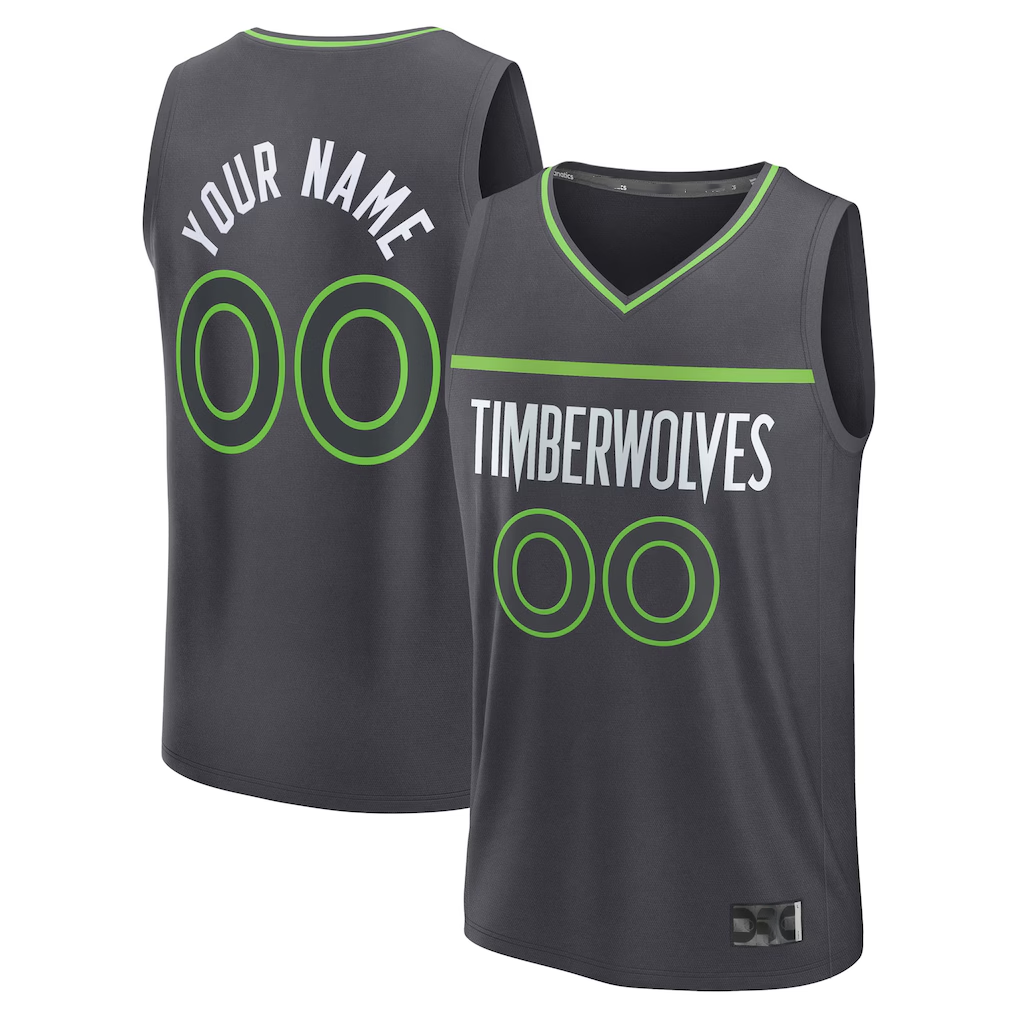 Pkot Custom M.Timberwolves Anthracite Fast Break Stitched Jerseys- Icon Edition