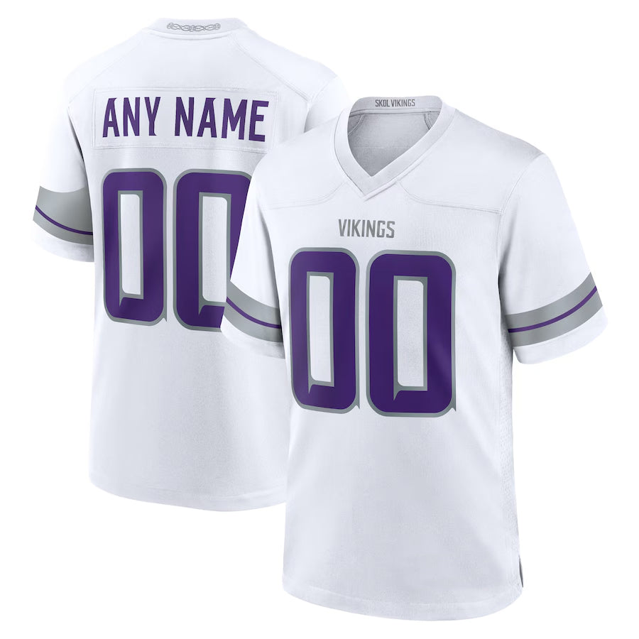 Pkot Custom MN.Vikings White Alternate Game Football Jerseys