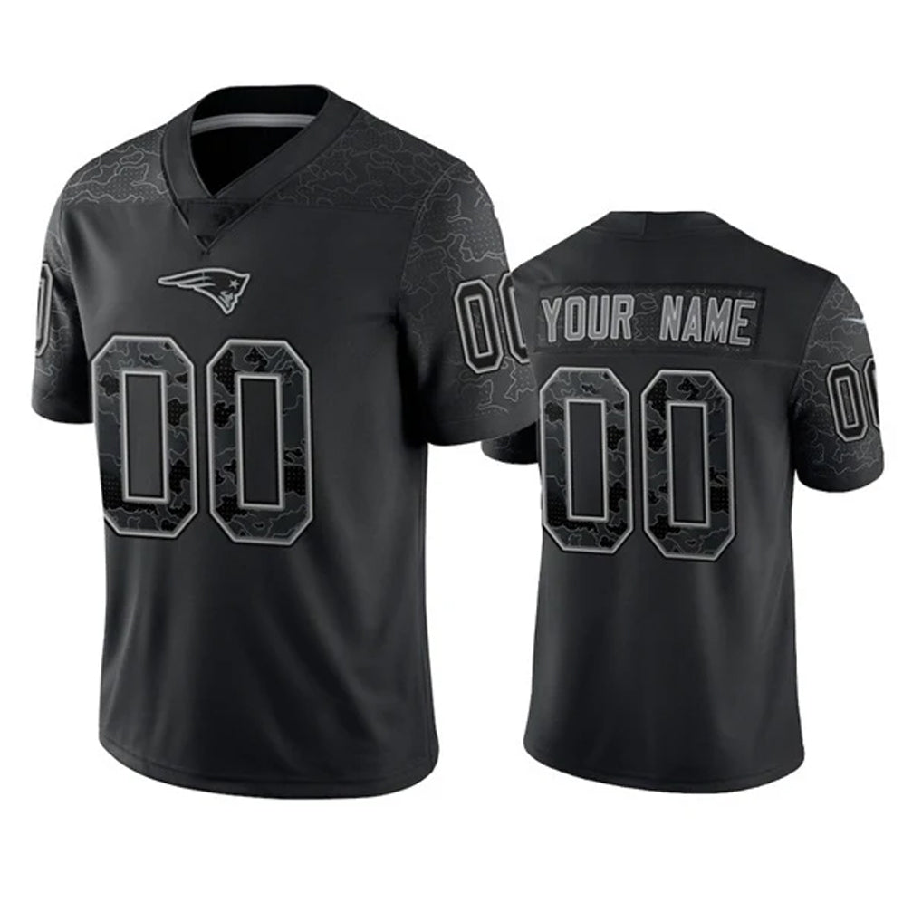 Pkot Custom NE.Patriots Black Reflective LImited Home Game Any Name & Numbers Stitched Jerseys