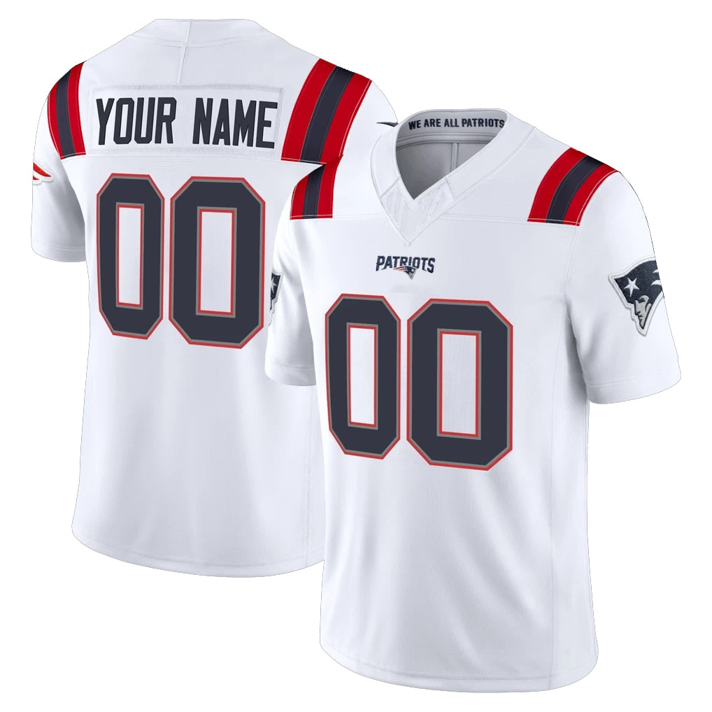 Pkot Custom NE.Patriots White Limited Vapor F.U.S.E. Home Game Any Name & Numbers Stitched Jerseys