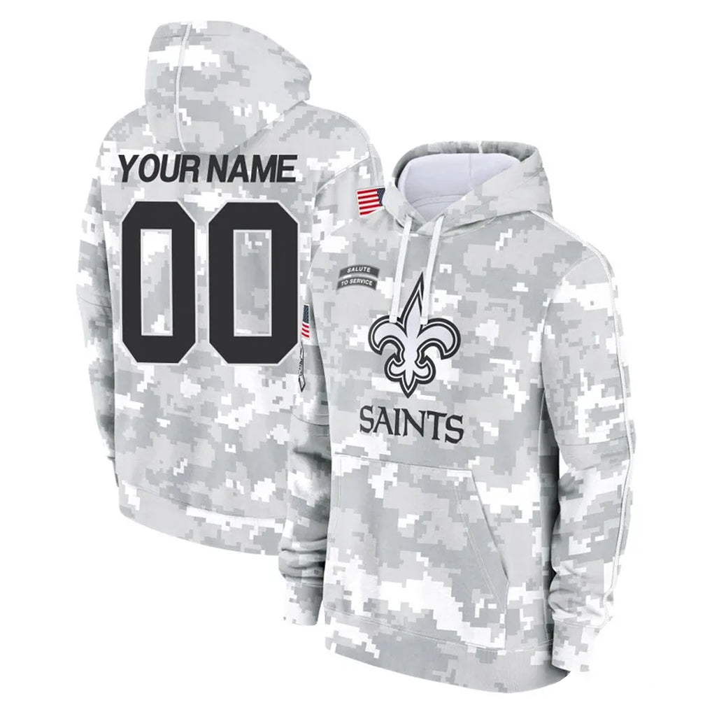 Pkot Custom NO.Saints Arctic Camo Salute to Service Pullover Hoodies Limited Game Any Name & Numbers Stitched Jerseys