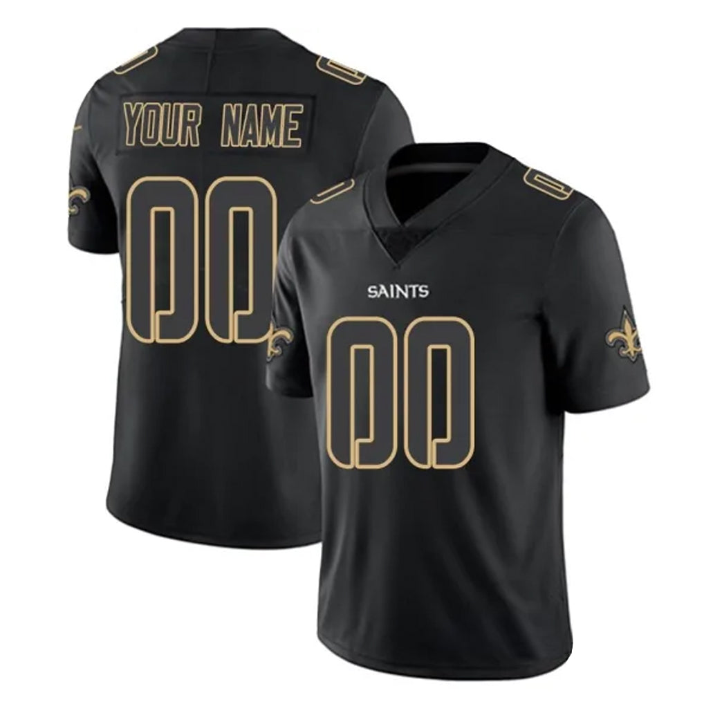 Pkot Custom NO.Saints Black Home Game Any Name & Numbers Stitched Jerseys