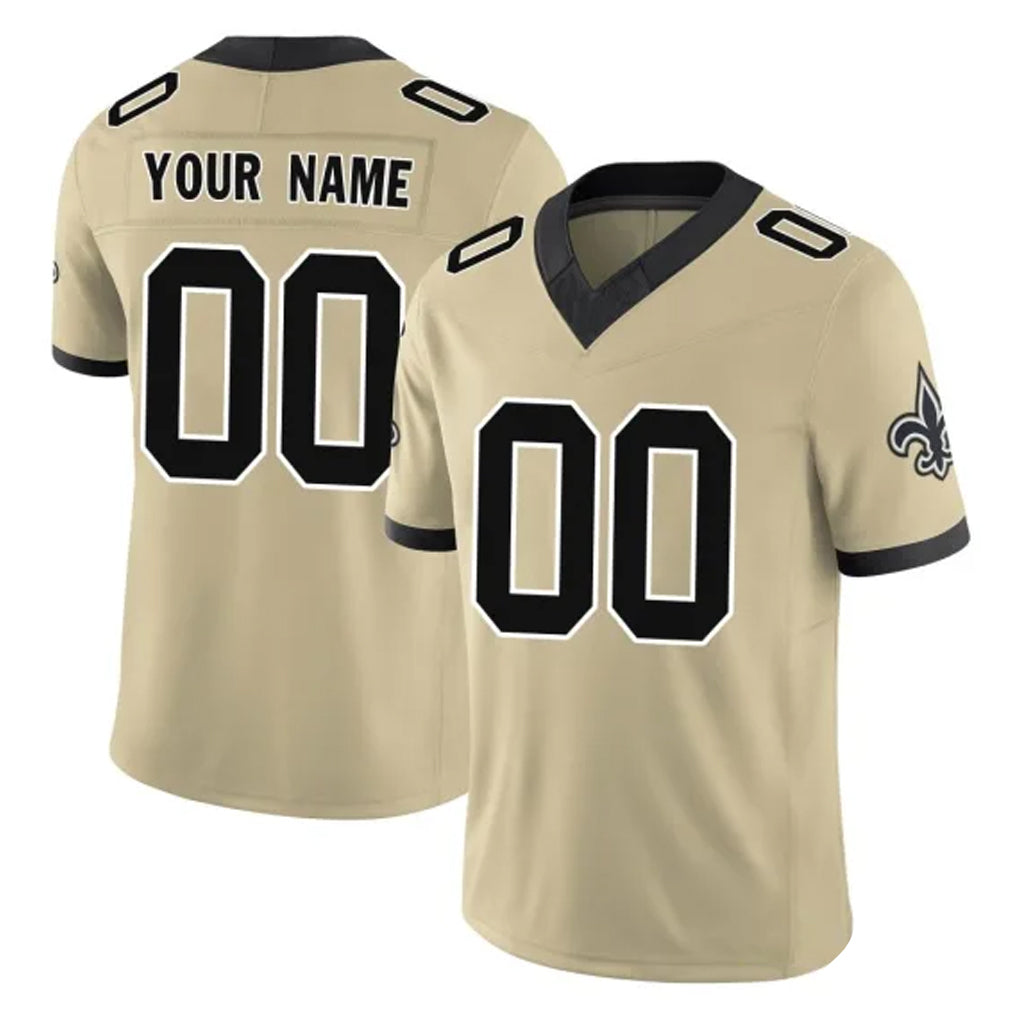 Pkot Custom NO.Saints Gold Limited Vapor F.U.S.E. Home Game Any Name & Numbers Stitched Jerseys