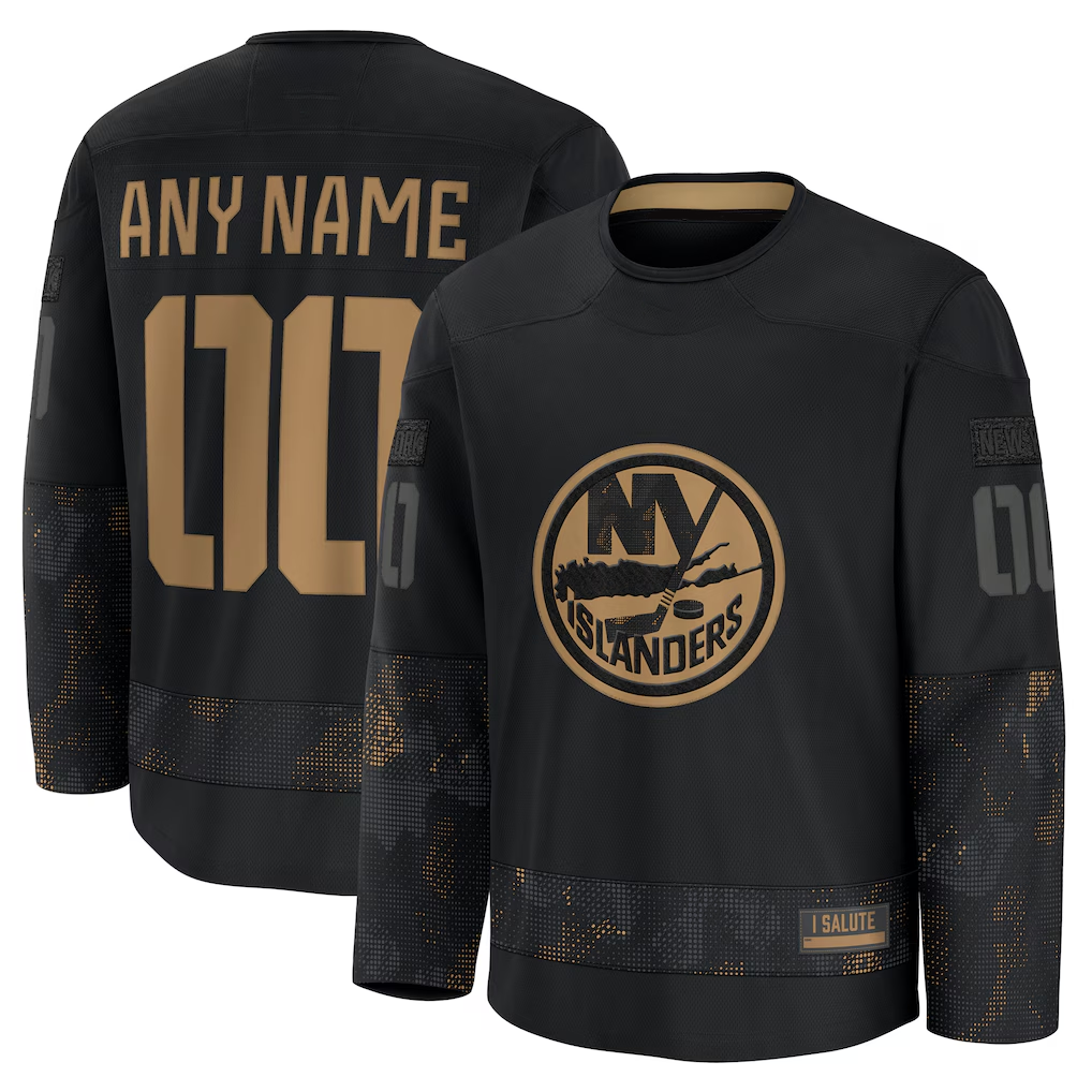 Pkot Custom NY.Islanders Black 2024 Military Appreciation Practice Jerseys
