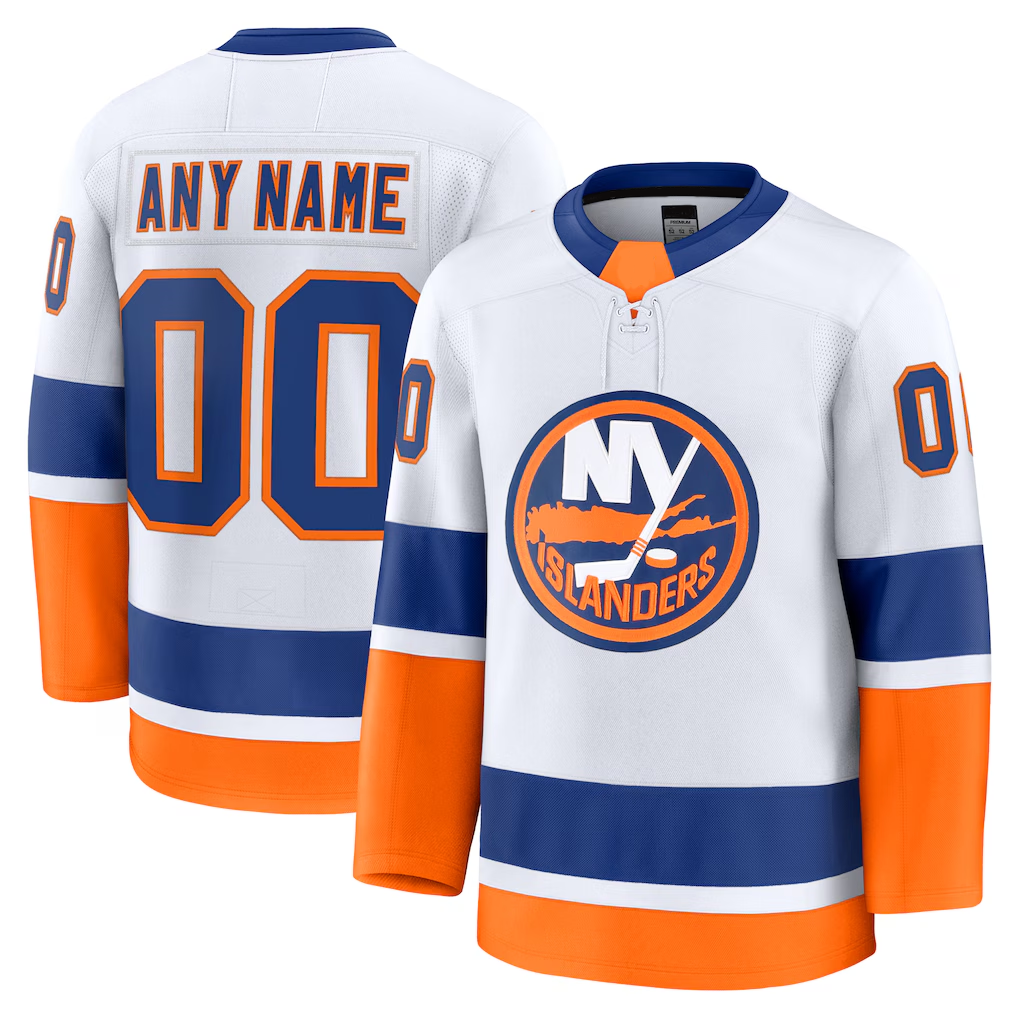 Pkot Custom NY.Islanders White Away Premium Jerseys