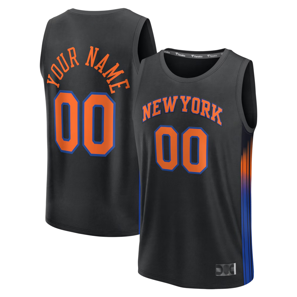 Pkot Custom NY.Knicks Black Fast Break Jerseys - Icon Edition