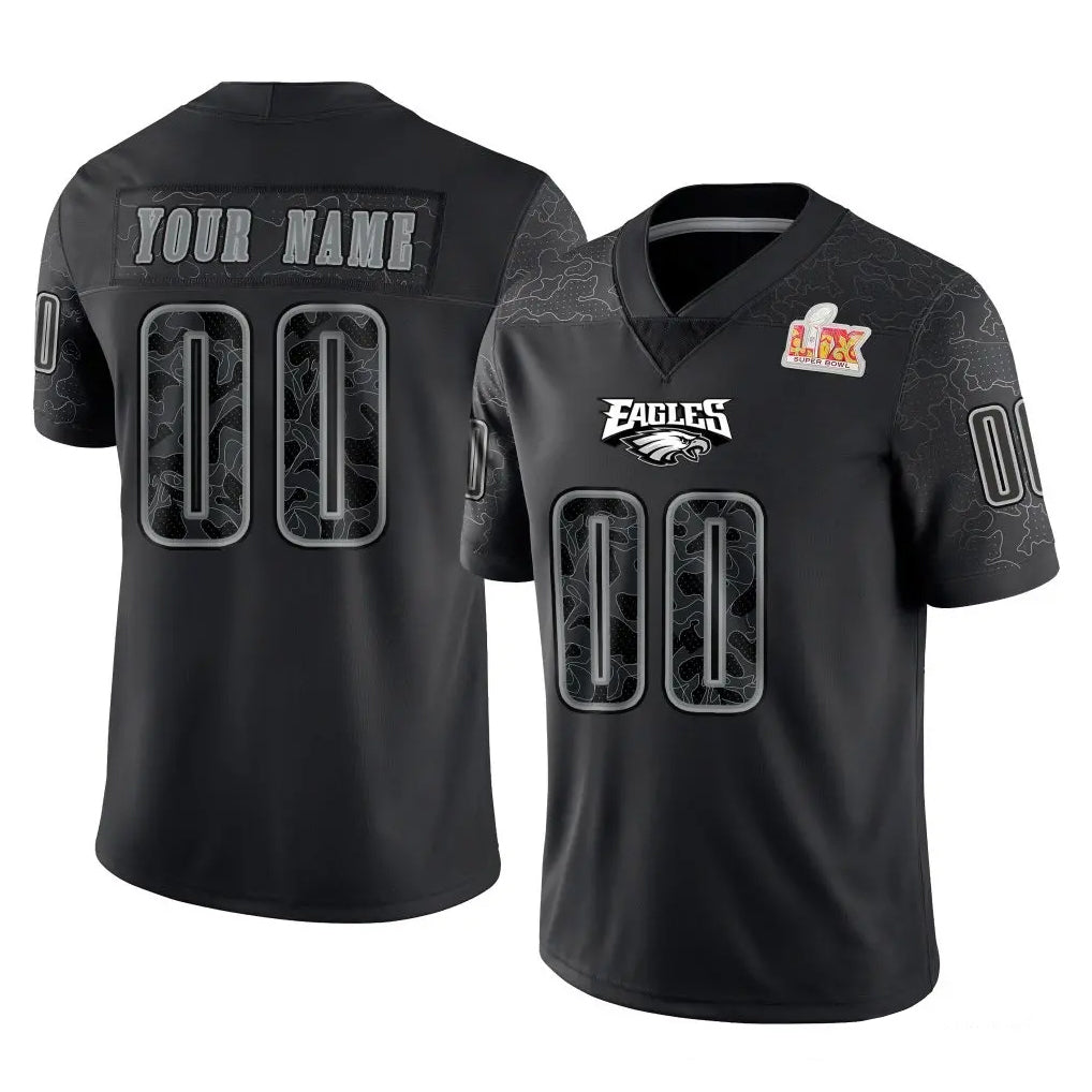 Pkot Custom P.Eagles Black Fashion Super Bowl LIX Home Game Any Name & Numbers Stitched Jerseys