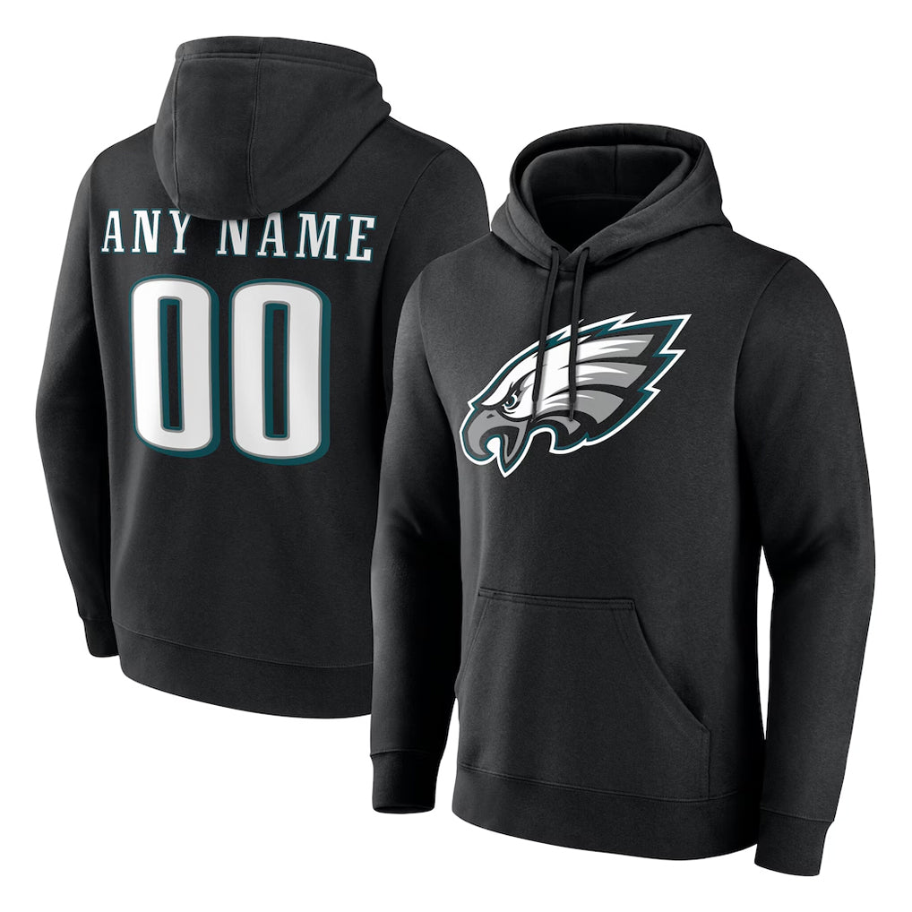 Pkot Custom P.Eagles Black LOGO Pullover Hoodies Home Game Any Name & Numbers Stitched Jerseys