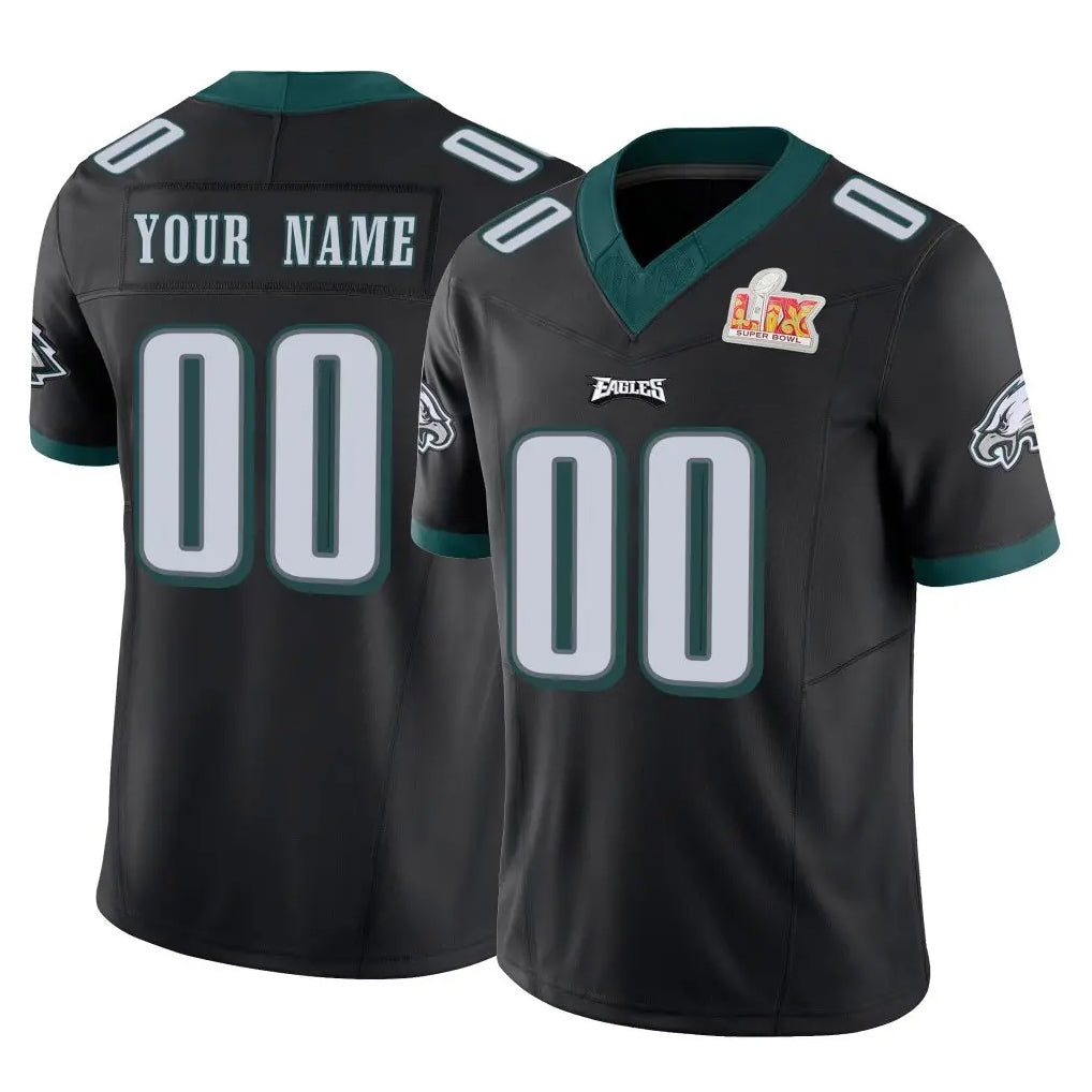 Pkot Custom P.Eagles Black Limited Vapor F.U.S.E. Super Bowl LIX Home Game Any Name & Numbers Stitched Jerseys