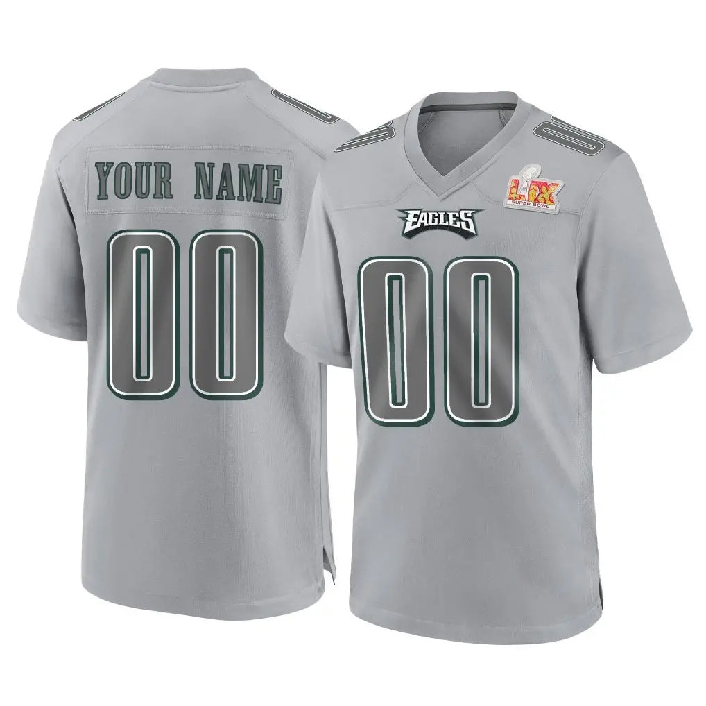 Pkot Custom P.Eagles Gray Atmosphere Fashion Super Bowl LIX Home Game Any Name & Numbers Stitched Jerseys