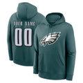 Pkot Custom P.Eagles Midnight Green Performance Pullover Hoodies Home Game Any Name & Numbers Stitched Jerseys