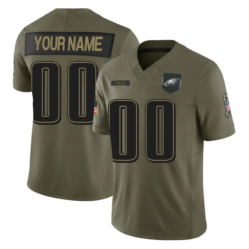 Pkot Custom P.Eagles Olive 2025 Salute To Service Limited Any Name & Numbers Stitched Jerseys