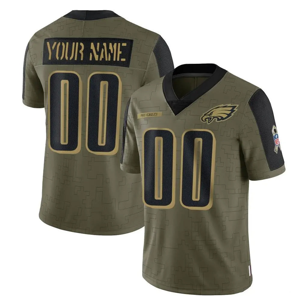 Pkot Custom P.Eagles Olive Salute To Service Limited Game Any Name & Numbers Stitched Jerseys