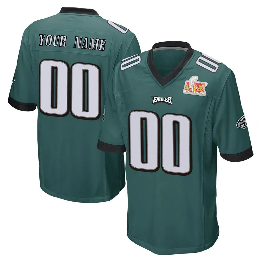 Pkot Custom P.Eagles Team Color Green Super Bowl LIX Home Game Any Name & Numbers Stitched Jerseys