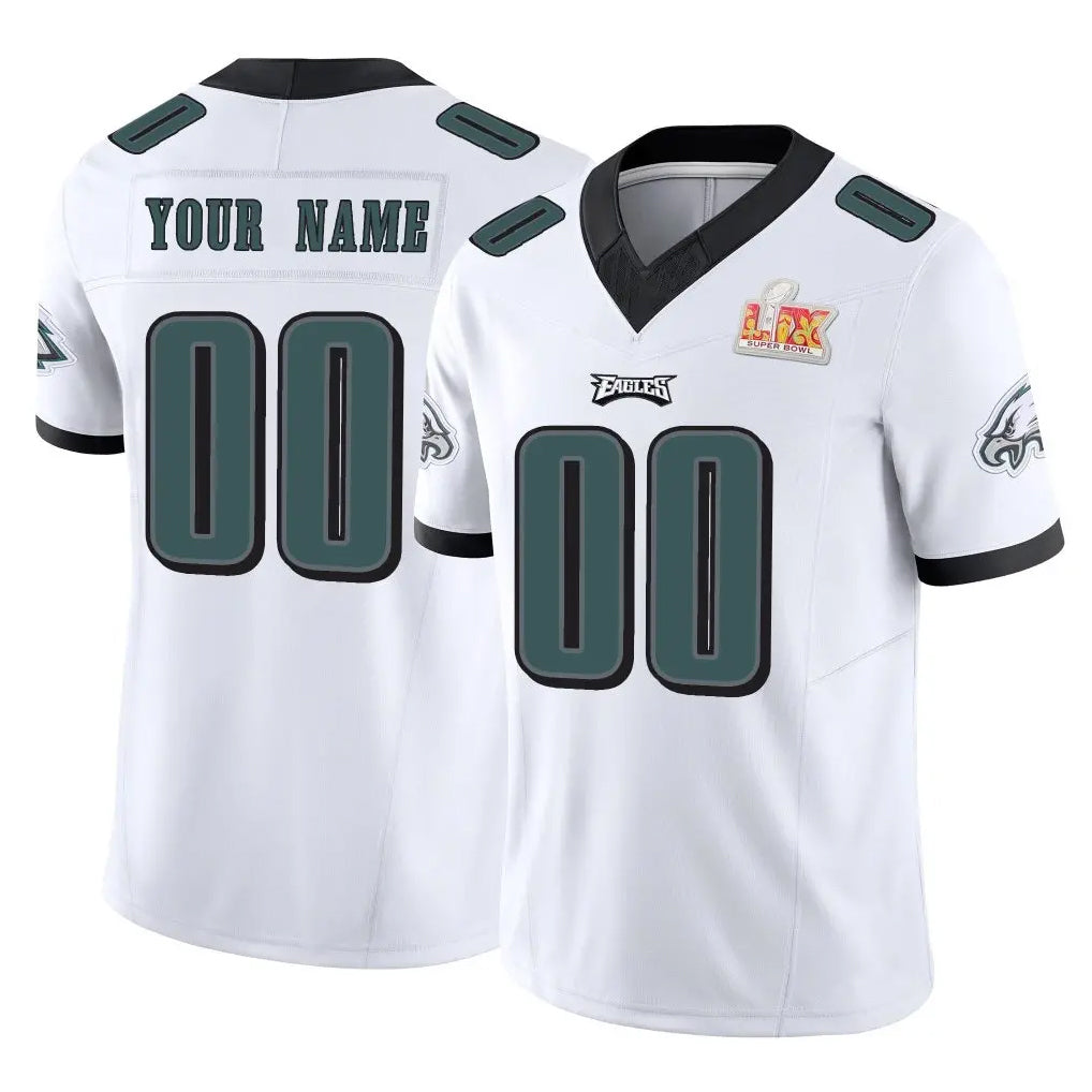 Pkot Custom P.Eagles White Limited Vapor F.U.S.E. Super Bowl LIX Home Game Any Name & Numbers Stitched Jerseys