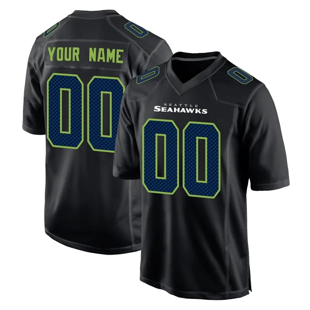 Pkot Custom S.Seahawks Black Limited Fashion Home Game Any Name & Numbers Stitched Jerseys
