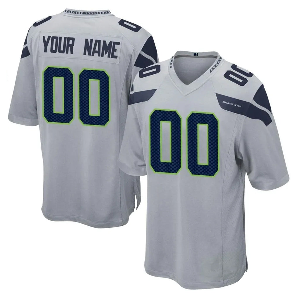 Pkot Custom S.Seahawks Gray Home Game Any Name & Numbers Stitched Jerseys