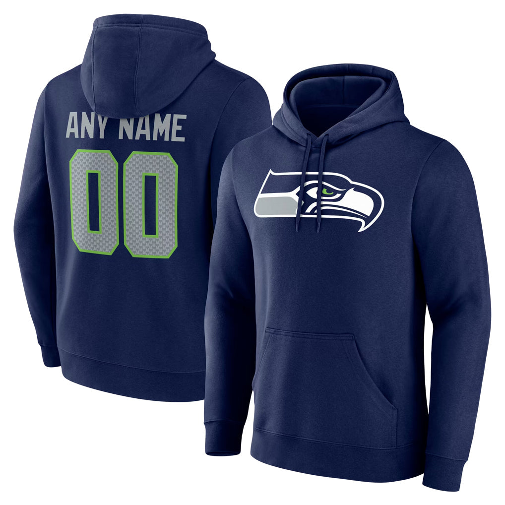 Pkot Custom S.Seahawks Navy Pullover Hoodies Game Any Name & Numbers Stitched Jerseys