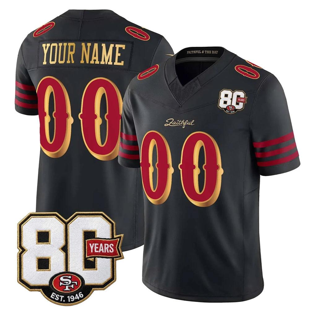 Pkot Custom SF.49ers Black Limited 80th Rivalries Collection Home Game Any Name & Numbers Stitched Jerseys