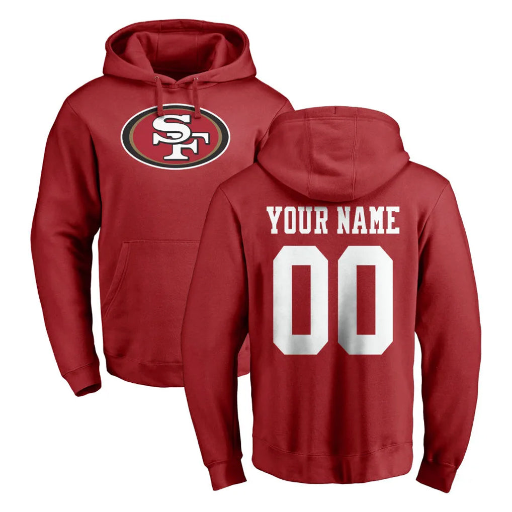 Pkot Custom SF.49ers Red LOGO Pullover Hoodies Home Game Any Name & Numbers Stitched Jerseys