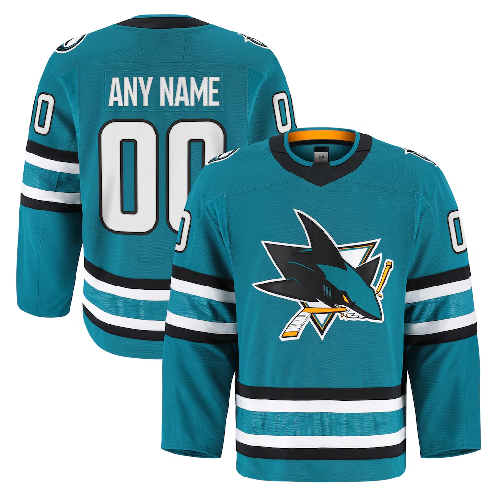 Pkot Custom SJ.Sharks Teal Home Authentic Pro Jerseys