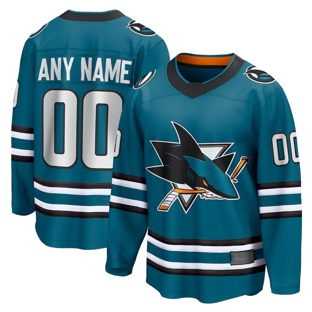Pkot Custom SJ.Sharks Teal Home Breakaway Jerseys