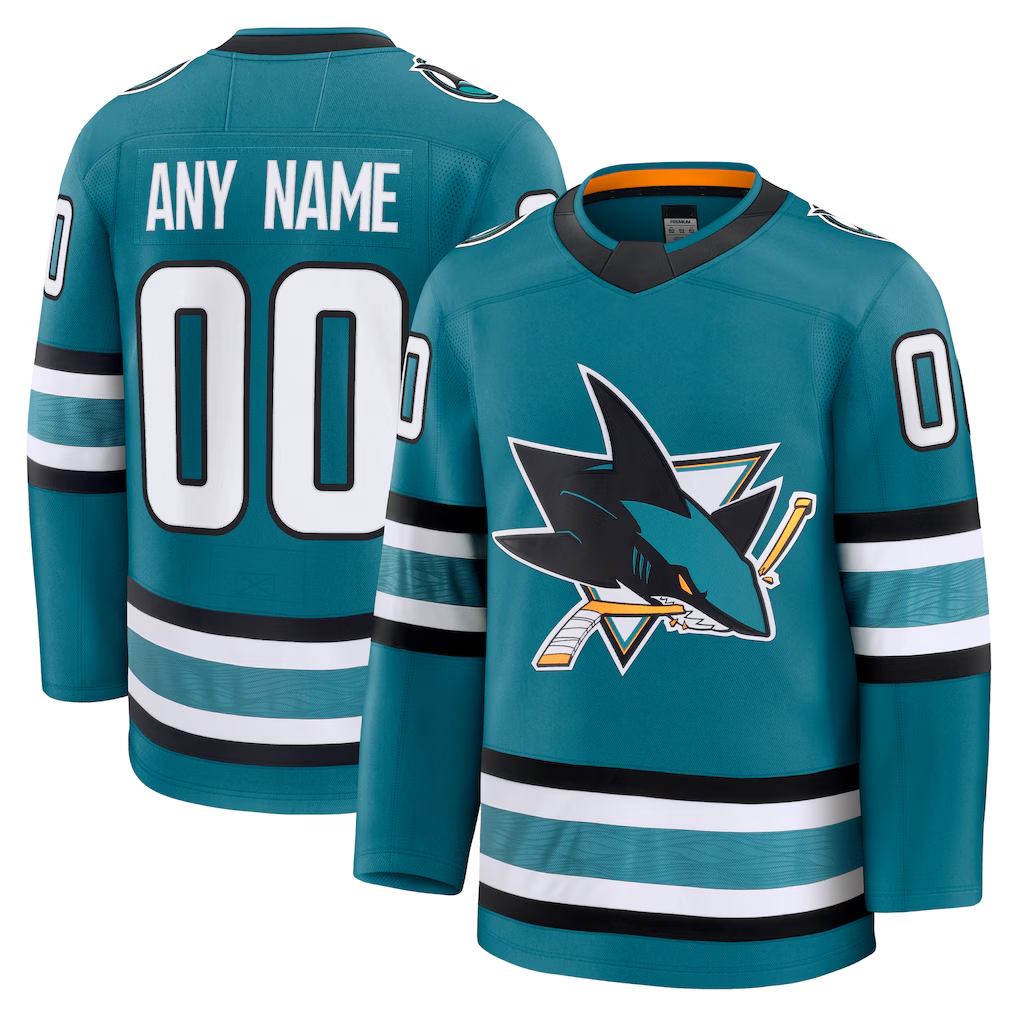 Pkot Custom SJ.Sharks Teal Home Premium Jerseys