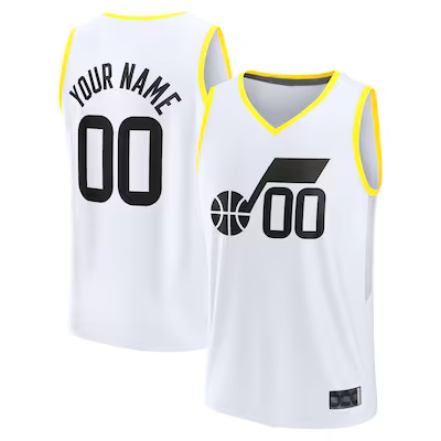 Pkot Custom U.Jazz White Fast Break Replica Stitched Jerseys - Association Edition -1