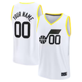 Pkot Custom U.Jazz White Fast Break Replica Stitched Jerseys - Association Edition -1