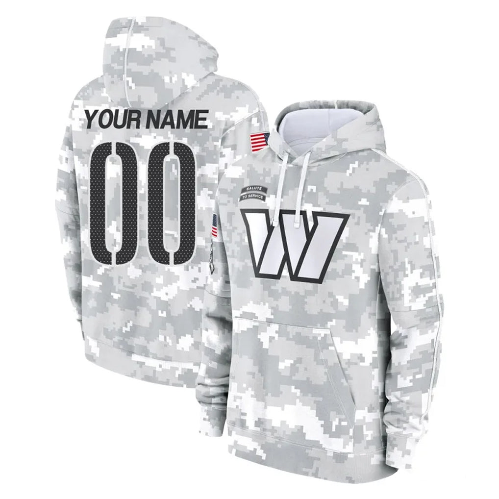 Pkot Custom W.Commanders Arctic Camo Limited Salute to Service Pullover Hoodies Game Any Name & Numbers Stitched Jerseys