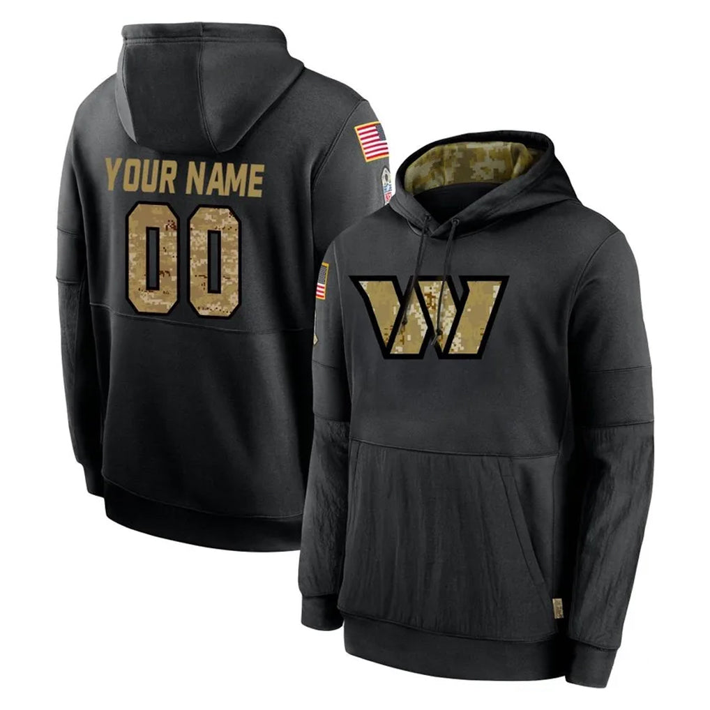 Pkot Custom W.Commanders Black Salute to Service Performance Pullover Hoodies Home Game Any Name & Numbers Stitched Jerseys
