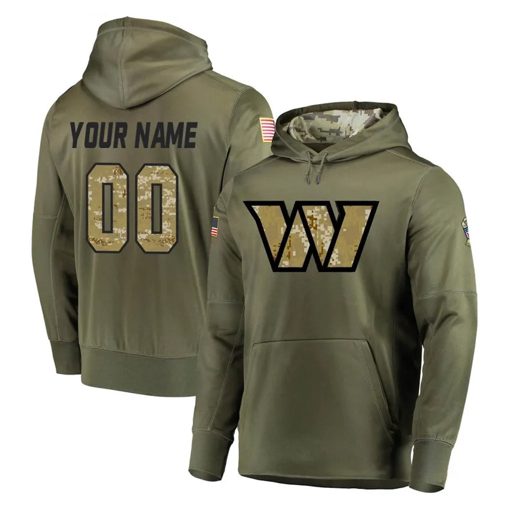 Pkot Custom W.Commanders Olive Salute to Service Pullover Hoodie Limited Home Game Any Name & Numbers Stitched Jerseys